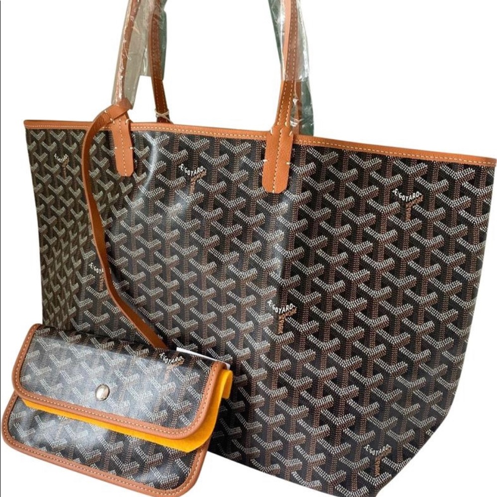 *SOLD* Goyard St Louis Chevron Black/Tan PM Tote - Picture 2 of 11
